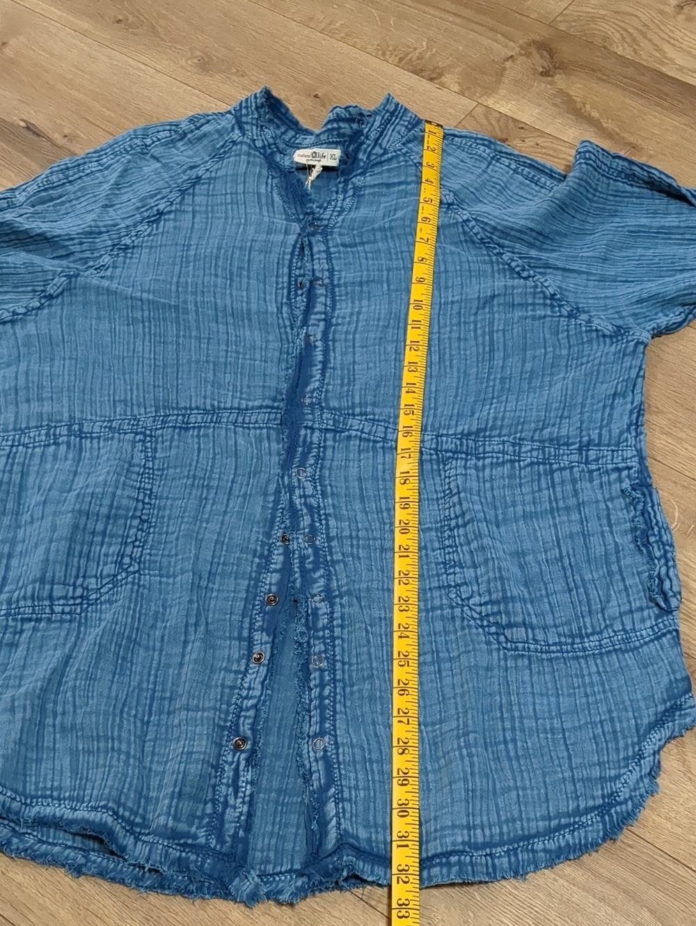 Natural Life Blue Gauzy Laid Back Shirt Pockets Boho Tunic Size XL NWT - Picture 7 of 12